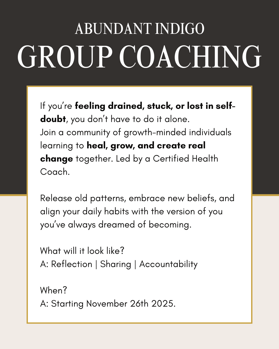 6 Week Inner Transformation Group Coaching Program